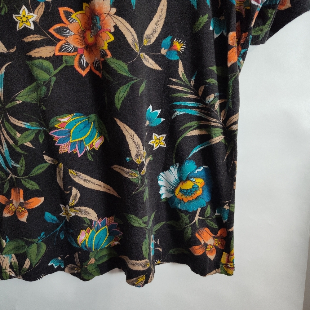 Zara Trafaluc Black Floral Print Oversized Top Womens Size Small - Picture 5 of 9